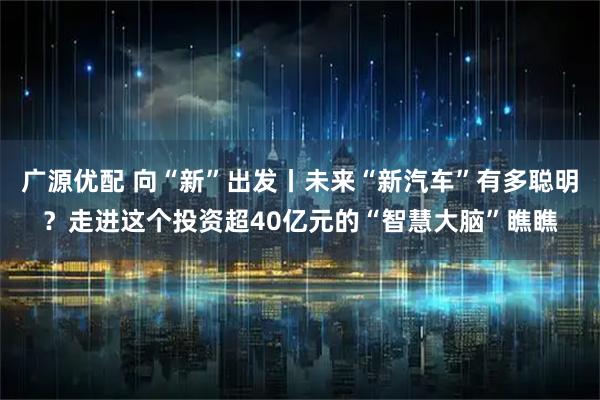 广源优配 向“新”出发丨未来“新汽车”有多聪明？走进这个投资超40亿元的“智慧大脑”瞧瞧